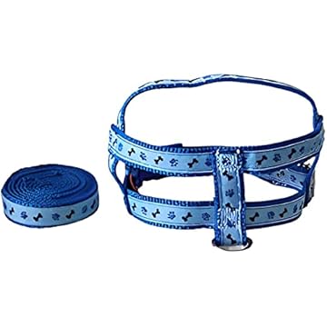 MY PET BRASIL Peitoral Para Cachorros N°0 Ajuste Fácil No Corpo Do Pet Pata Osso Coleira Peitoral Regulável Confortável E Resistente Azul