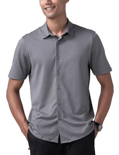 Image of DaMENSCH Men's Constant All-Degree Half Sleeve Regular fit Shirt, Pique Textured, Thermoregulating Cotton Blend, Recycled Fabric Shirts Stylish
