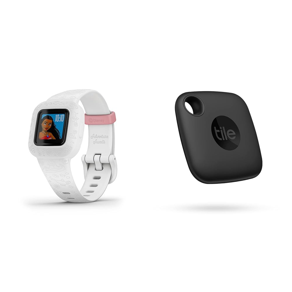 Garmin vivofit Jr.3 Fitness Tracker for Kids, Includes Interactive App Experience, Swim-Friendly, Up To 1-year Battery Life, Adjustable watch band, Disney Princess & Tile Mate Bluetooth Item Finder