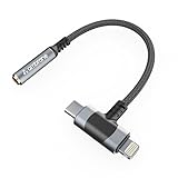 AMBRANE 2 in 1 3.5 mm Audio AUX to Type C Connector, Perfect for Gaming/Playing Music for Type C Devices, Android, iPhone 16/15/Plus/Pro/Max, iPad(AOTG-CL1 Black)