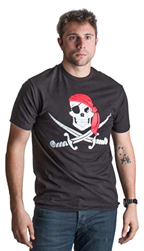 Jolly Roger Pirate Flag - Skull & Crossbones Caribbean Cruise Costume Unisex T-Shirt-(Adult L)