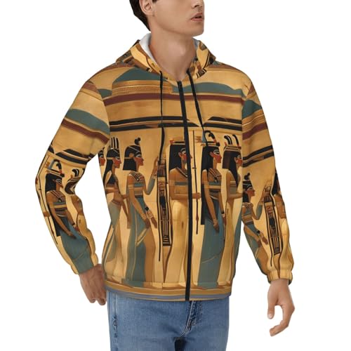 Sweat à capuche zippé homme style Égypte antique cordon réglable