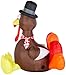 Gemmy Thanksgiving Inflatable Turkey with Checkered Scarf, 6 ft Tall, Multi