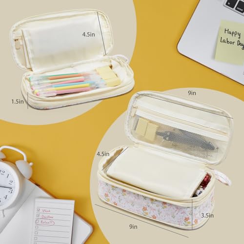 Image of Janhavi Initial Large Capacity Premium Oxford Cute Aesthetic Pencil Case Pouch Bag Special School Supplies Colored Stationery Organizer Gifts for Girls, Women, Adults