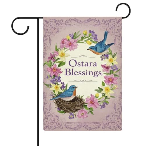 Garden Flag “Ostara Equinox Wicca & Pagan” Double Sided 12x18 In Burlap Seasonal Yard Decoration for Outside Porch