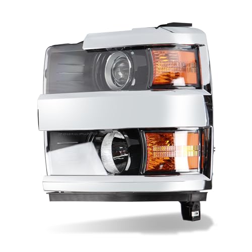 CONLLCON Headlights Assembly Compatible with Chevy Silverado 2500HD 2015-2019 Headlamp Halogen Driver Side Replacement GM2502416 84388592Chrome