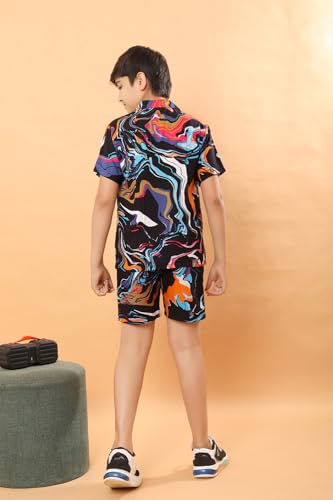 Image of Ninos Dreams Boys Cotton Rayon Halfsleeves Coord Set with Shirt & Shorts /Boys Vacation wear /boys co ord set /Boys Tropical print Shirt & Shorts set /Boys Clothing Set