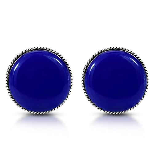 Boucles d'oreilles clip argent 925 tourbillon bleu lapis élégant