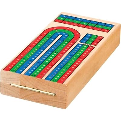 Toysmith 3-Track Cribbage Board - Handcrafted Folding Travel Game for 2-3 Players - Classic 3-Track Layout