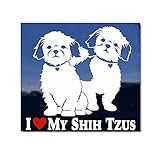 I Love My Shih Tzus | Pair of Shih Tzu Dogs Vinyl Auto Window Decal Sticker