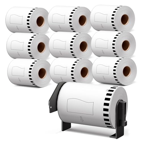 MarkField 10x DK-2243 Endlose Versandetiketten Papier 102mm x 30.48m Selbstklebende Etiketten, Kompatibel mit Brother QL-1050, QL-1060N, QL-1100, QL-1110NWB, Große Versand Etikettenpapier