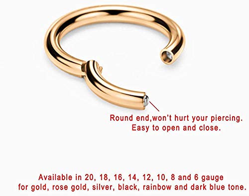 Image of FANSING Men Women 316L Surgical Steel Hinged Nose Rings Hoop for Nostril Septum Cartilage Helix Daith Tragus Rook Conch Lip Ear Lobe Piercings