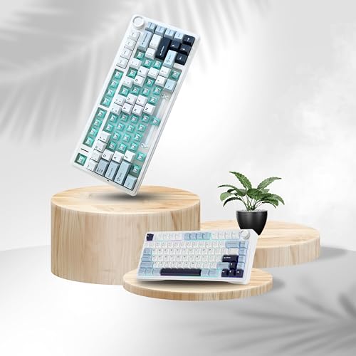 Image of Aula F75 75% Wireless Mechanical Keyboard | Hot Swappable | Pre-lubed Linear Switches | RGB Backlit | 2.4GHz /Type-C /Bluetooth Gaming Keyboard (Ice Blue, Ice Vein Switch)