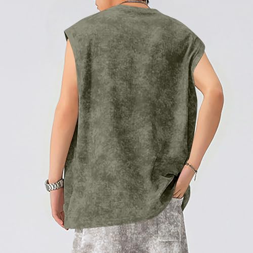 Men's Sleeveless Tank Tops Oversized Crewneck Casual Workout Gym Muscle Fit T Shirt Summer Beach Cap Sleeve Tee Tops4