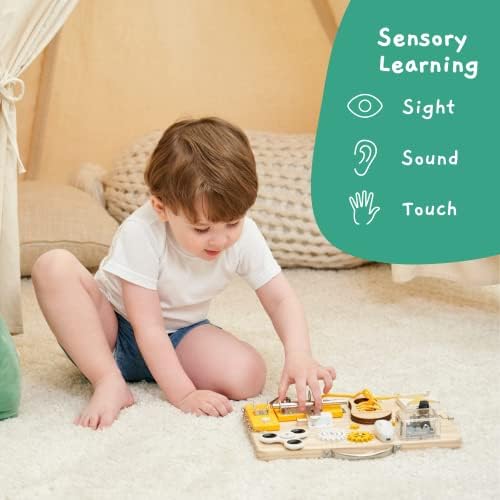 Jumble Dream Wooden Sensory Busy Board Toy  Handmade Montessori Activity Board Travel Toys for Early Development and Autism