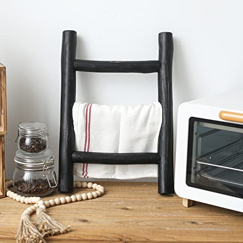 FUIN-Fully-Assembled-Wooden-Tea-Towel-Ladder-Mini-Ladder-Towel-Rack-Display-Hanger-Small-Rustic-Farmhouse-Tea-Towel-Stand-Holder-for-Country-Bathroom-Decor-Black FUIN Fully Assembled Wooden Tea Towel Ladder Mini Ladder Towel Rack Display Hanger Small Rustic Farmhouse Tea Towel Stand Holder for Country Bathroom Decor Black