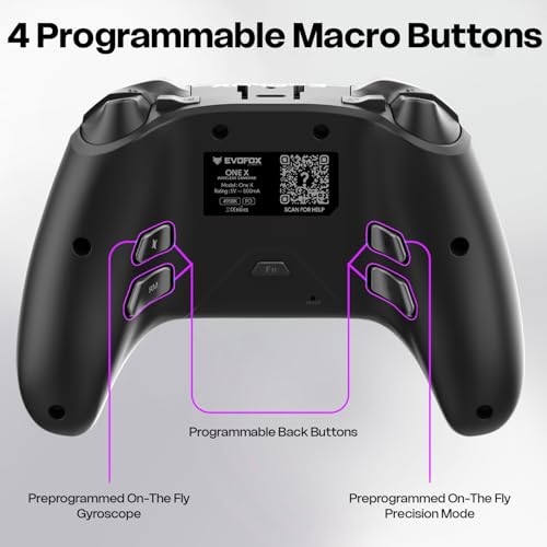 Image of EvoFox One X Wireless Gaming Controller for PC, Switch, Android, iOS & macOS, Tri-Mode, Hall Effect Joysticks & Triggers, On-the-fly 6 Axis Gyro, 1000Hz Polling, Macro buttons, 800mAh Battery (Black)