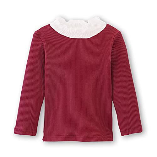 Image of Toddler Girls Long Sleeve Cotton Tee Shirts Ruffle Lace Mock Turtleneck Basic Blouse Outfit Tops