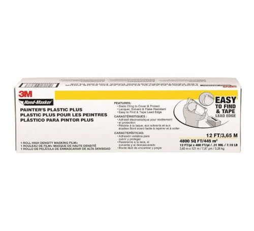 3M Hand masker Painters Plastic Plus MFB-12, 12 ft x 400 ft x .31 mil(3,65 m x 121 m x .00787 mm)