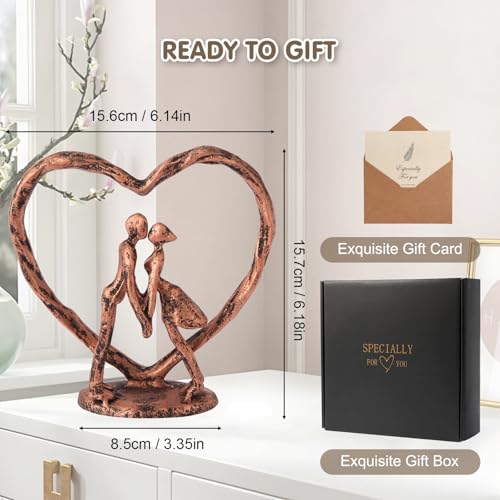 Anniversary Wedding Gift for Her Wife Husband Couple,Antique Bronze Metal Couple Figurine Heart Sculpture Love Statue,Romantic 1st to 60th Anniversary,Includes Gift Box and Gift Card,Valentines Gifts - Image 4
