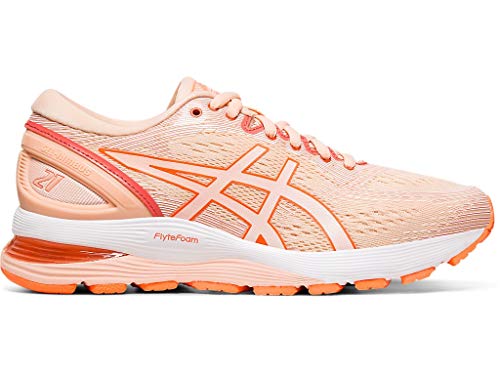 ASICS Women's Gel-Nimbus 21 Running Shoes, 10M, BAKEDPINK/White