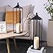 22'' 19'' Large Lanterns Decorative Outdoor Indoor, Set of 2 Black Metal Candle Lanterns Modern Farmhouse Floor Lanterns Decorative for Home Decor, Mantle, Fireplace, Patio, Porch, Garden