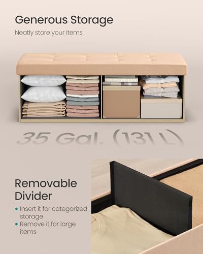 image for SONGMICS Mazie Collection - Storage Ottoman Bench, 43 Inches Folding F