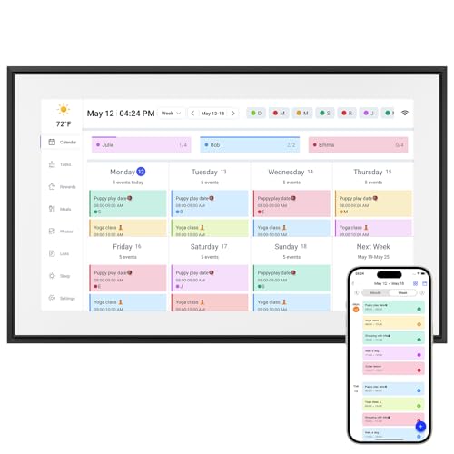 Image of 15.6 Inch Digital Calendar & Chore Chart, Smart Weekly and Monthly Planner, 1080P IPS Touchscreen Display for Family Schedules, Wall Mount and Desk Stand Included, Also Share Photos