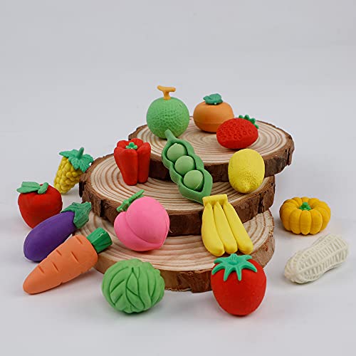 Cllayees 72 Pcs Assorted Fruit Pencil Erasers Toy Set, Mini Vegetable Puzzle Erasers Bulk, 3D Come Apart Gift For Kids Reward Party Favors (Fruit And Vegetable) #TOP2