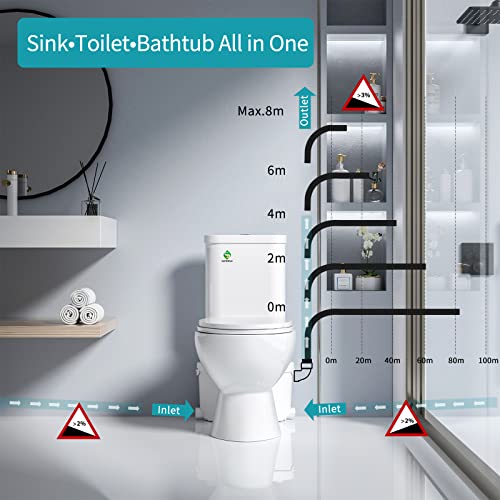 Image of SUPERFLO 600W Macerating Toilet for Basement,Upflush Toilet System