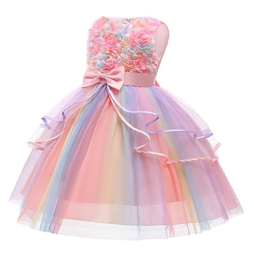 Flower Girl Dress Kids Ruffles Lace Party Wedding Dresses, Floral Embroidered Toddler Tulle Dresses for Girls3