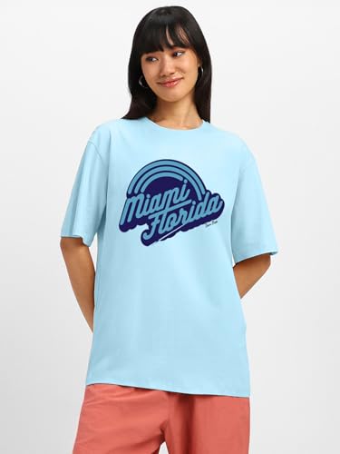 Image of JUNEBERRY Round Neck Drop Shoulder Round Neck Black & White Graphic Printed Pure Cotton Oversized Baggy Fit Half Sleeve T-Shirt for Women & Girls (Sizes: S to 2XL)