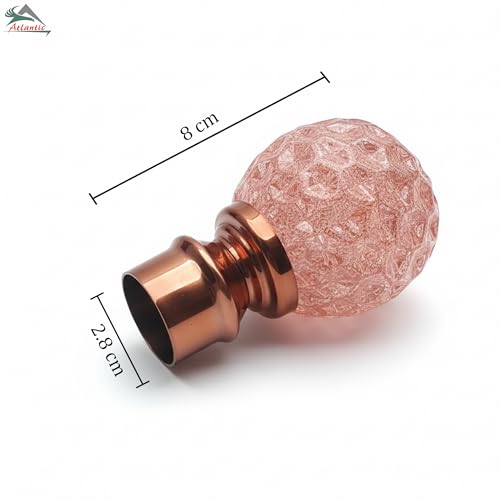 Image of Atlantic Curtain Rod Finials Set of 2, Decorative Textured Resin Globe Finials with Rose Gold Finish for Standard Drapery Rods