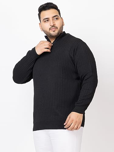 Image of Kvetoo Plus Size Men High Neck Zipper Full Sleeve Woolen Winter Sweater