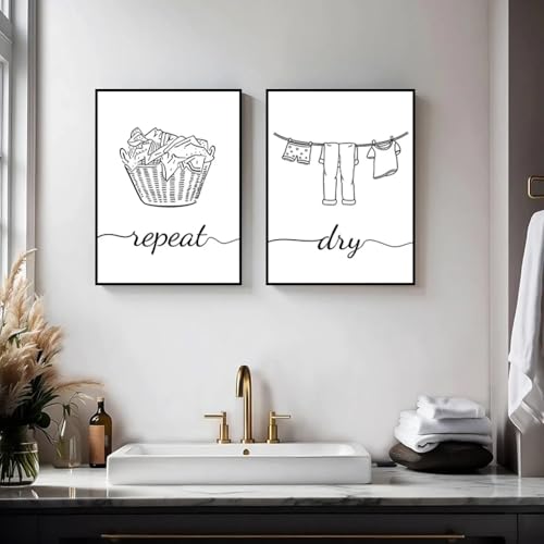 Affiche de lavage à sec pour habiller un mur de buanderie vide