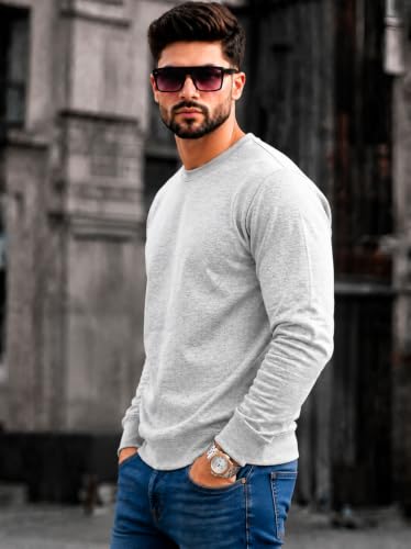 Image of Mack Jonney Men's Solid Winter Sweatshirt|Soft Fleece Fabric Full Sleeve Round Neck Sweatshirt|Stylish Casual Wear for Men-mj-281