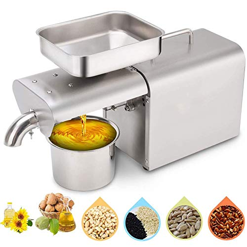 TAISK Automatic Oil Press Machine Cold Hot Nuts Oil Press Machine Stainless Steel Automatic Electric Oil Expeller Commercial Oil Extractor Home for Coconut Castor Peanut Nuts Seeds 500W
