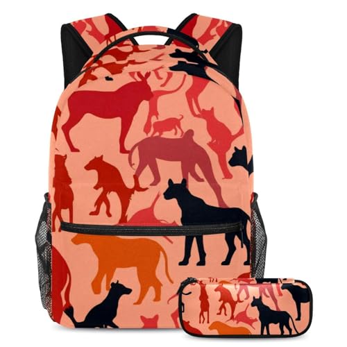 Sac à dos pour garçons et filles grand cartable adolescent multicolore silhouette animal