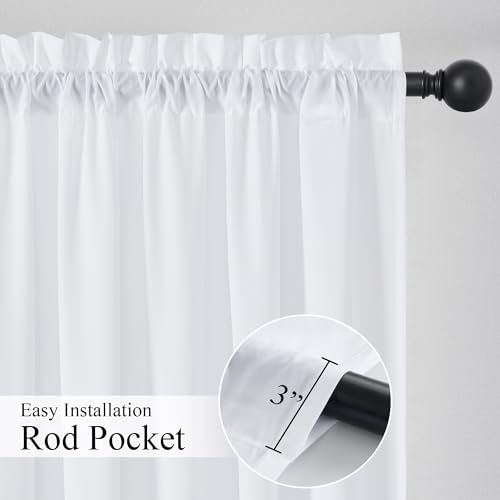 NICETOWN 2 Panels Non-See-Through Privacy Sheer Curtains 102 Inches Long, Light Filtering Rod Pocket Window Treatment Luxury Drapes for Living Room, Dining Room, White, W52 x L102 in by NICETOWN - Used condition - Image 2