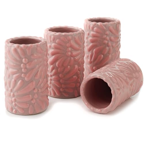 Image of Talavera Shot Glasses Set of 4 Authentic Mexican Tequila Shot Glasses - Hand-painted - 2 Oz (Mexican Pink Fusion)