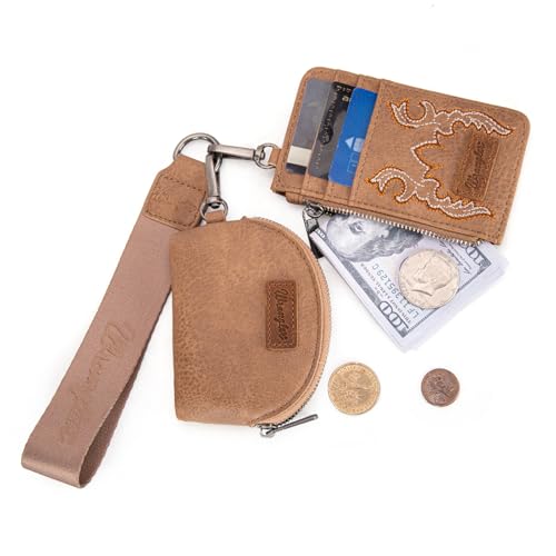 Image of Wrangler Keychain Wristlet Wallets for Women Western Dual Pouch Wristlet Credit Card Holder Wallet