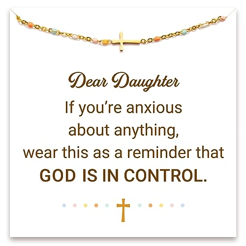 STORYJEWELLERY Cross Bracelet for Daughter, Religious Bracelets for Daughter, Christian Gifts for Daughter, Daughter Gifts from Mom, Daughter Birthday Gift, to My Daughter Gfts, Gift for Daughter