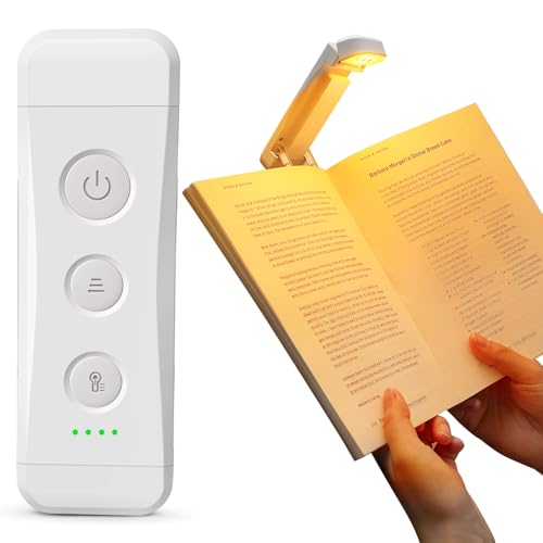 Glocusent Reading Light: 3 Amber Colors & 5 Brightness Dimmable - Rechargeable Book Light for Reading in Bed, Portable Clip on Book Lights with Brighter Light and Longer Runtime for Book Lovers Kids