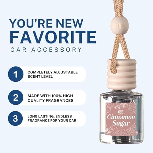 Image of C&E Craft Co Hanging Car Air Freshener Diffuser 2 Pack, Long Lasting Fragrance Oil Car Freshener, Glass Bottle Auto Air Freshener, Made in USA (Cinnamon Sugar + Sugar Cookie)