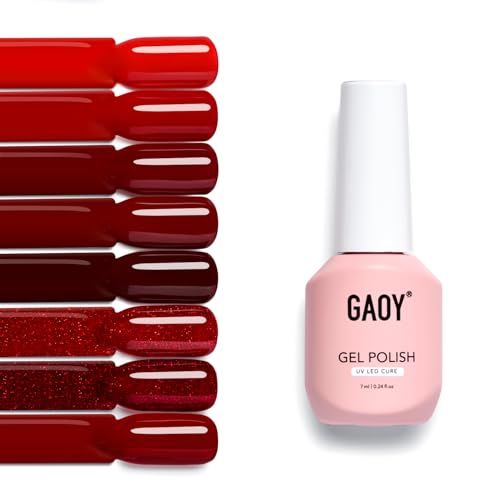 GAOY Red Gel Nail Polish Set, 8 Colors Burgundy Scarlet Carmine D...