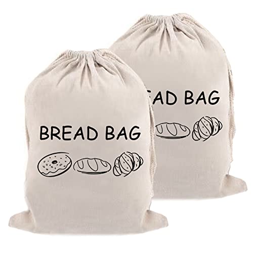 Maosgo Bread Bags, 2 Pack Large Linen Bread Storage Container For Homemade Bread Sourdough, Fresh Keeping & Reusable Pastries Loaves Bags For Homemade Bread Gift Giving #TOP23