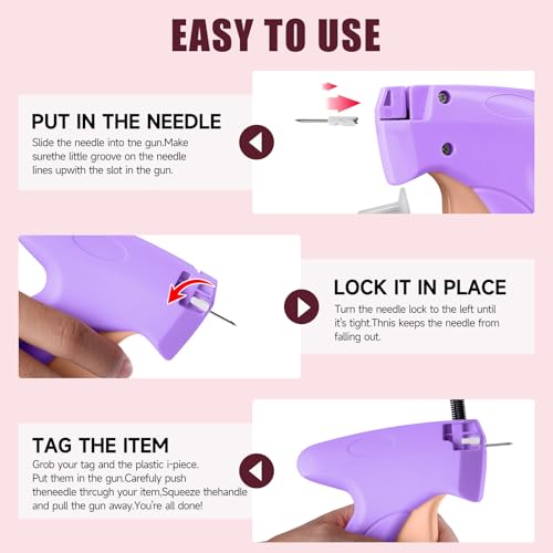 Image of Sewing Gun Tag Stitch Gun for Clothes - Purple /Pink Color Versatile Stitching Gun for Hemming Pants Repairing Seams and More