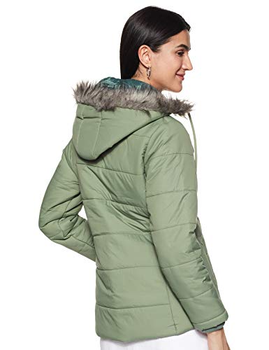 Image of Qube By Fort Collins Women's Medium-Length Bomber Jacket with Detachable Hood - Stylish Winterwear for All-Day Comfort