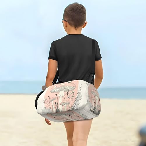 Duffle Bag for Boys or Girls with Shoes Compartment, Mushroom Butterfly Sports Travel Bag Overnight4