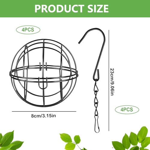 4 Pièces Mangeoire Oiseaux Exterieur à Suspendre, Mangeoire pour Oiseaux, Bird Feeder avec Crochets en Forme de S, Distributeur Boules de Graisse Oiseaux, Mangeoires pour Oiseaux Sauvages (Noir) – Image 3